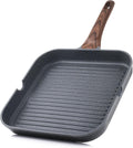 SENSARTE Nonstick Grill Pan for Stove Tops, Versatile Griddle with Pour Spouts, Square Big Cooking Surface, Durable Skillet Indoor & Outdoor Grilling. PFOA Free, 9.5 Inch