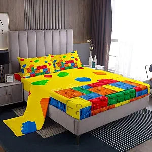 Feelyou Building Block Print Sheet Set Twin Size Teens Kids Deep Pocket