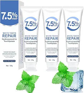 3 Pcs 7.5% Hydroxyapatite Toothpastes for Enamel Protection and Tooth Strengthening, Stain Removal, Whitening Tooth, Gentle Mint, Fresh Breath, Daily Use for Oral Health