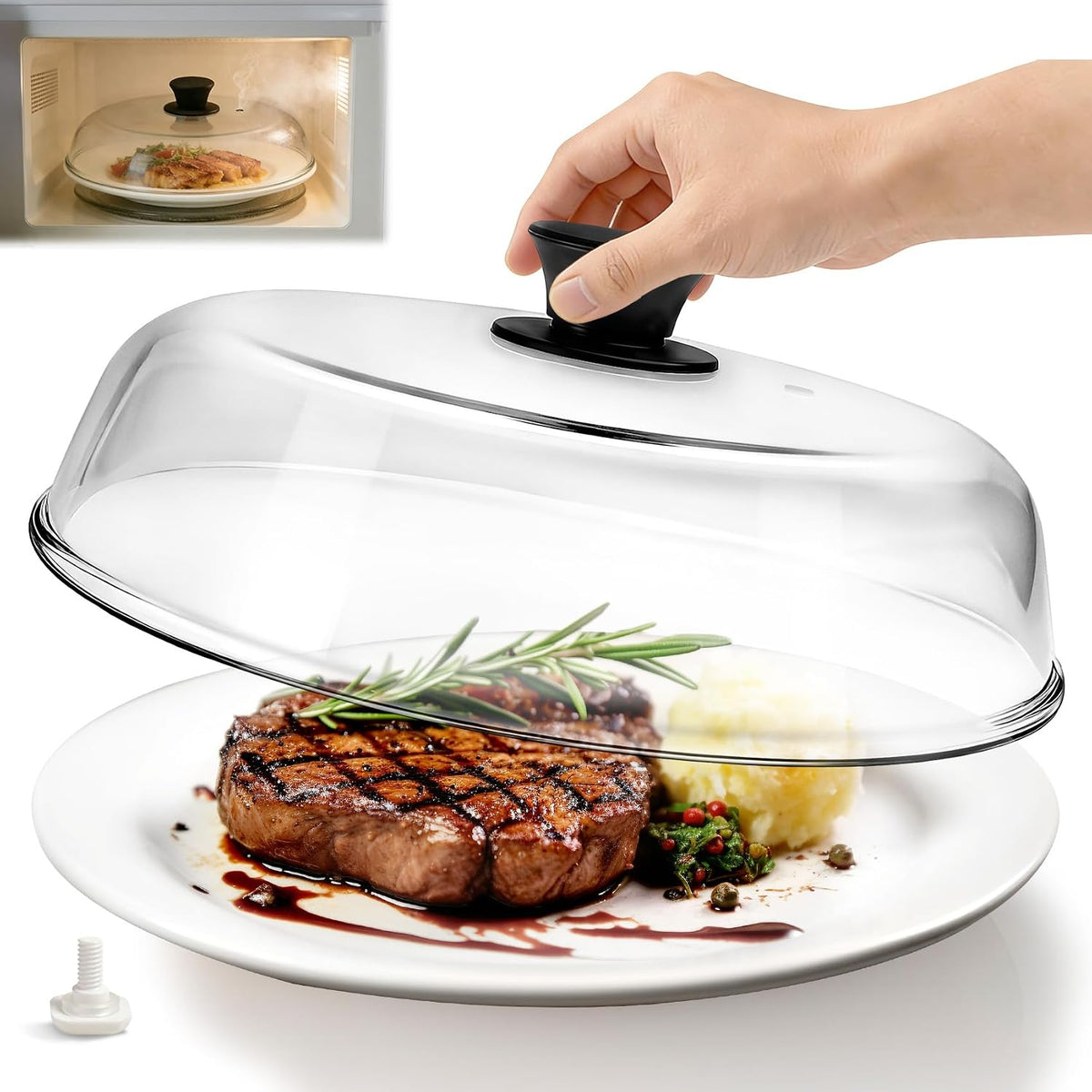 10 inch Glass Microwave Splatter Cover for Food,100% Food Safe