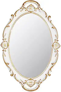 Eaoundm 14.5 x 10 inchs Oval Antique Decorative Wall Mirror (White)