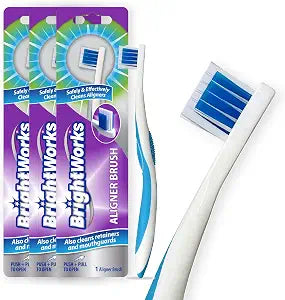 BrightWorks Aligner Brush 3-Pack for Retainers Mouth Guards Night Guards
