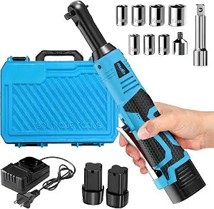 FULLYEA 3/8" Cordless Electric Ratchet Wrench Set,Variable Speed, 45Ft-lbs