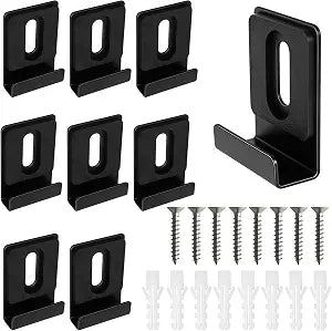 Metal Mirror Holder Clips-8Pcs Hanger Clip Kit with Screws Rubber Pads, Hooks, Heavy Duty Mirror Hanger Hardware for Frameless Mounting Wall, Billboards Display