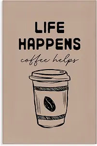 Coffee Helps Typography Quote, 20 x 30 Inch Canvas Wall Art