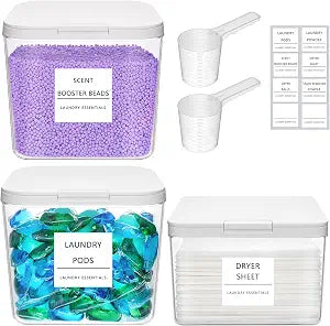 Lifewit Laundry Pods Container with Pop-up Lid, 0.72+0.5 gal, 3 Pcs