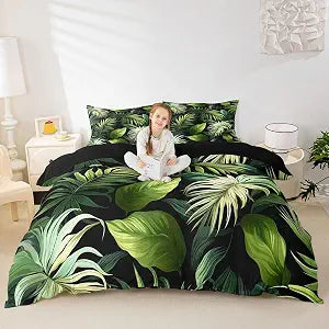 Feelyou Tropical Leaves Duvet Cover King Size Boys Girls Teens