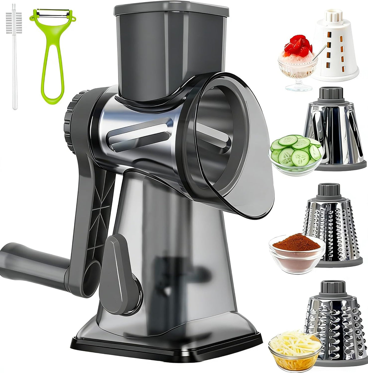 KalraMay Rotary Cheese Grater with Handle, Multifunctional Cheese Shredder