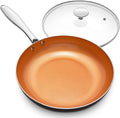 MICHELANGELO Frying Pan with Lid, Nonstick 8 Inch Frying Pan with Ceramic Titanium Coating, Copper Fry Pan with Lid, Small Fry Pan 8 Inch, Nonstick Fry Pans
