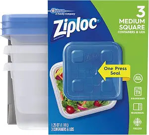 Ziploc Plastic Food Storage Container Set, Clear, Pack of 3