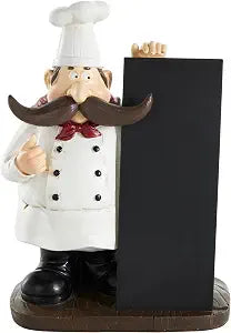 Deco 79 Polystone Chef Decorative Sculpture Home Decor Statue with Chalkboard, Accent Figurine 8" x 5" x 11", Black