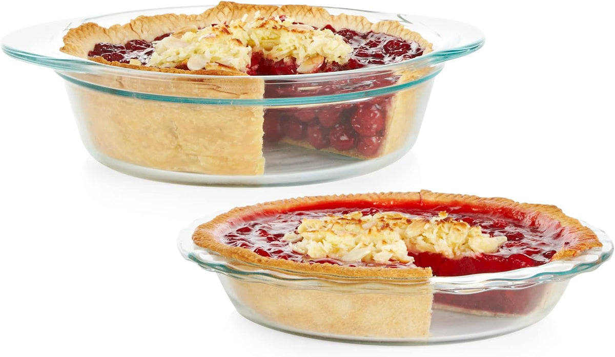 Pyrex Deep 2-Pack (9.5") Glass Baking Dish Set, Round Pie Glass Bakeware