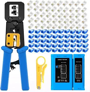 Gaobige rj45 Crimping Tool for Cat6 Cat5e Cat5, Sturdy Pass Through Crimper