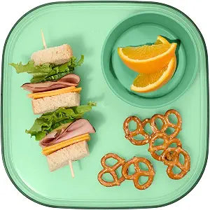 Madesmart Dipware Reusable Dining Plate, Serving Tray for Appetizers and Snacks, Sandwiches, Hummus, Sauces, Stackable & Removable Dip Bowl, Sage