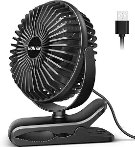 HONYIN 720 Rotation Small Desk, Hang & Clip on Fan by USB Plug In
