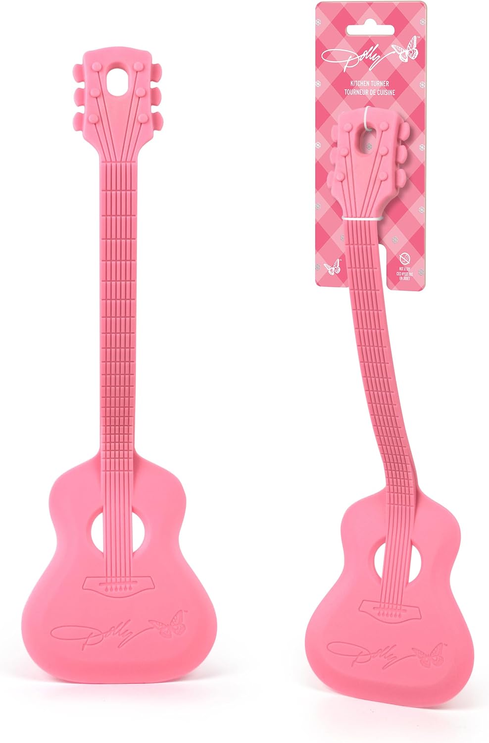 Dolly Parton Pink Guitar Kitchen Turner, Heat Resistant Nylon Spatula, Safe for Cookware, Lightweight Pink Kitchen Tool, Great for Music Lovers