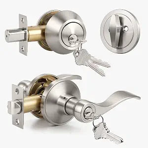 KNOBWELL 1 Set Satin Nickel Front Entry Door Lock Set