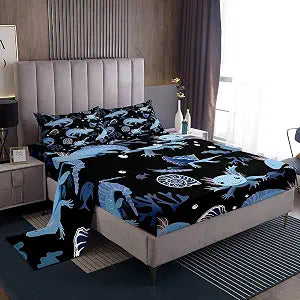Feelyou Cartoon Axolotl 3D Bed Sheets 4Pcs Full Size Adults Kids Ultra Soft