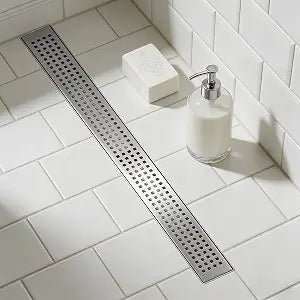 28 Inch Linear Shower Drain with Brick Pattern Grate Bathroom Floor Drain