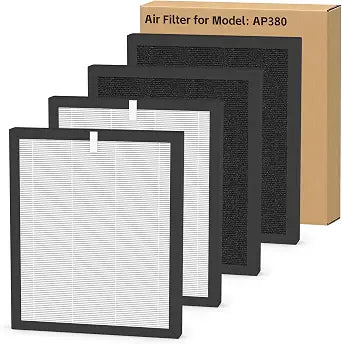 4 Pack AP380 Replacement Filter Compatible with AP380 Air Purifier