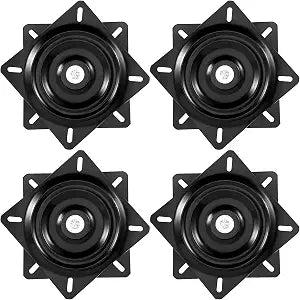 MUKCHAP 4 Pack 6.25 Inch Bar Stool Swivel Replacement, 360 Swivel Bar Stool Swivel Plate, Square Seat Swivel Base for Recliner Chair or Furniture, Black2
