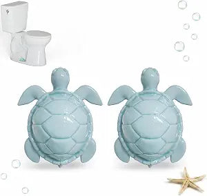 Sea Turtle Ceramic Toilet Bolt Covers Decorative Bathroom, 2 Pack, Blue