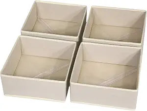 DIOMMELL 4 Pack Foldable Cloth Storage Box Closet Dresser Drawer Organizer Fabric Baskets Bins Containers Divider for Clothes Underwear Bras Socks Clothing,Beige 400