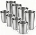 Stainless Steel Cups & Pint Tumblers Set of 8 - 4 Pack 8 oz + 4 Pack 16 oz Stackable, BPA Free Unbreakable 304 Metal Drinking Glasses for Children & Adults, Indoor Outdoor Picnic Travel Camping