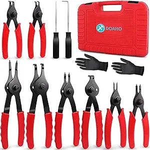 Doaho 10pcs Snap Ring Pliers Set with Straight/Bent Jaw,Storage Case