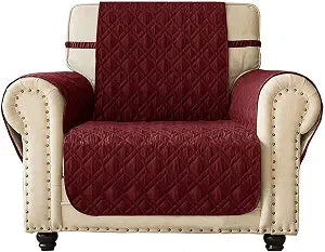 Ameritex Waterproof Nonslip Chair Cover for Leather, Dog Chair Cover Furniture Protector, Ideal Chair Slipcovers for Pets and Kids, Stay in Place (23", Burgundy)
