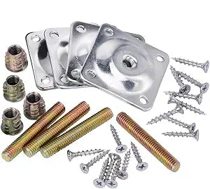Maricome 4PCS Leg Mounting Plates with Screws for Sofa Couches Tables Furniture Legs Brackets Hardware Attachment Plates Brackets M8 T-Plates