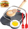 Egg Pan, Premium Egg Pans Nonstick, Omelette Pan with Lid , Healthy Egg Frying Pan for Breakfast, Egg Sandwich, Hamburger, Pancake, Egg Skillet Suitable for Gas Stove & Induction Cookware (Black)