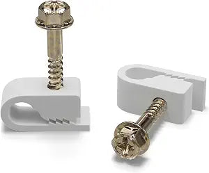 THE CIMPLE CO Single Cable Clips with Screws - 1/4 Inch Coaxial Cable Clamps Outdoor - Exterior Cord Management for Coax, CAT Ethernet, Electrical Wire - Screw Clamps for Wires - 50 PCS, White