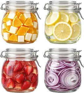 17 oz Glass Jars 4Pack with Airtight Lids,Wide Mouth Food Storage Canisters
