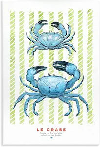 Nautical Bistro Crabs Coastal, 13 x 19 Inch Mounted Print on Wall Plaque