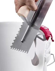 Bucky Scrape  Universal 5-Gallon Bucket Trowel Scraper for Tile Work, Stainless Steel Edge Preserves Wet Mix And Reduces Waste, Magnetic Holder Secures Tools