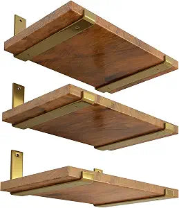 LEOPO 12 inch Shelf Bracket for DIY Floating Shelf, 1/5 inch Thick Heavy Duty Bracket, 6 Pack, Golden