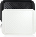 ECOIOU Extra Large Grilling Prep and Serve Trays, 17.3x13 inch BBQ Tray for Raw and Cooked Food, Melamine Serving Trays for Food, Set of 2, Black and White