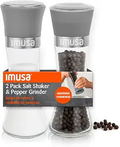 IMUSA Salt Shaker and Pepper Grinder Set, 2-Pack, Manual