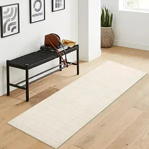 Garvee Modern Solid Color Rug 2x6 Washable Runner Rug for Hallway, Beige