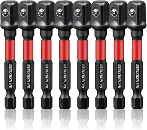 Geinxurn 8Pcs Impact Socket Adapter Set, 3/8" Drive Square, 2.5Inches Extension Bit Socket Driver Set, Adapt Your Power Drill to High Torque Impact Wrench