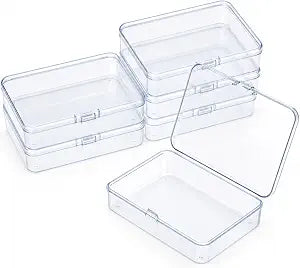 6 Packs Rectangle Small Clear Plastic Storage Containers Box Case with Hinged Lid Crafts Organizer for Crayons, Bobby Pin, Beads(3 x 2in)