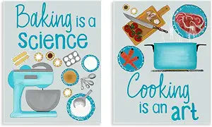 Baking and Cooking, 11 x 14 Inch Mounted Print on Wall Plaque Set