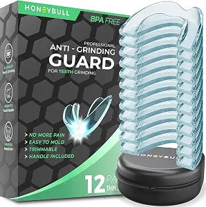 HONEYBULL Anti Grinding Night Guards, Custom Moldable Guards, 12 Pack Thin