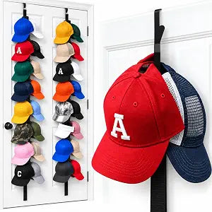 Jokari Over the Door Cap Rack Organizer 2 Pack Holds Up to 16 Baseball Hats