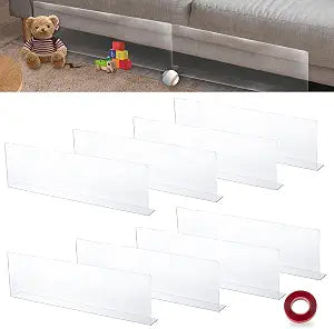 8 Pcs Clear Under Couch blockers with Adhesive 15.8" L x 4.7" H Each,Adjustable Sofa Gap Bumper Under Bed Blocker for Pets Toy blockers for Furniture,Stop Things from Going Under Sofa Bed