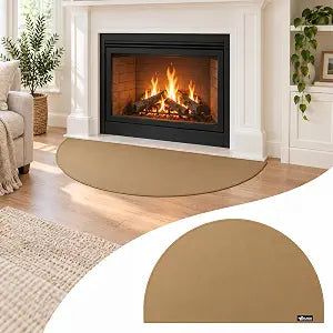 FLASLD Half-Round Fireplace Mat, 2848In Hearth Protector for Sparks Embers