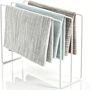 Dishcloth Hanger, Standing Hand Towel Stand Kitchen Towel Holder Stand 3 Arms Countertop Dish Cloth Drying Rack for Kitchen Bathroom (White)
