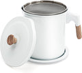 Lyellfe White Bacon Grease Container with Strainer, 1.4L/48 Oz