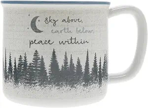 Pavilion Gift Company - Sky Above, Earth Below, Peace Within - 17 Oz Coffee Mug Tea Cup Woodland Hiking Camping Night Sky Moon Stars Cabin Woods Lodge Gift Outdoorsy Present